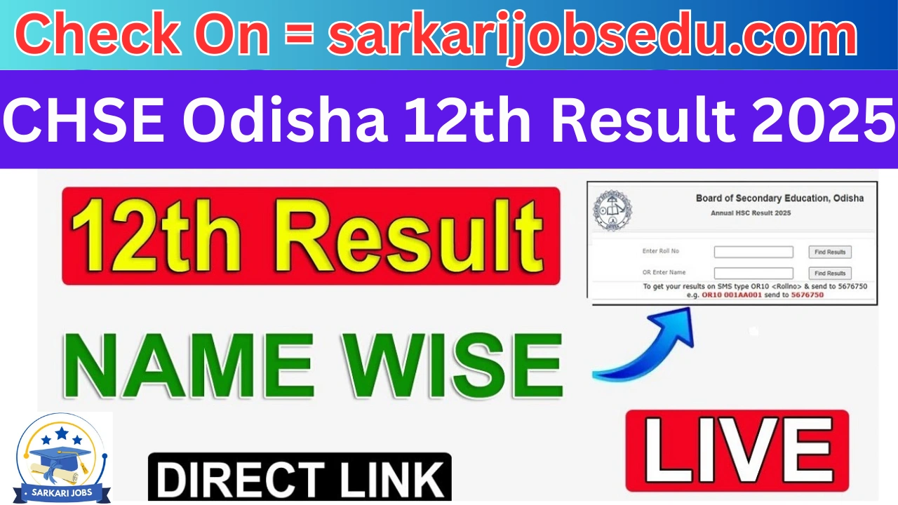 CHSE Odisha 12th Result 2025 Live: Odisha Class 12th results releasing today at orissaresults.nic.in
