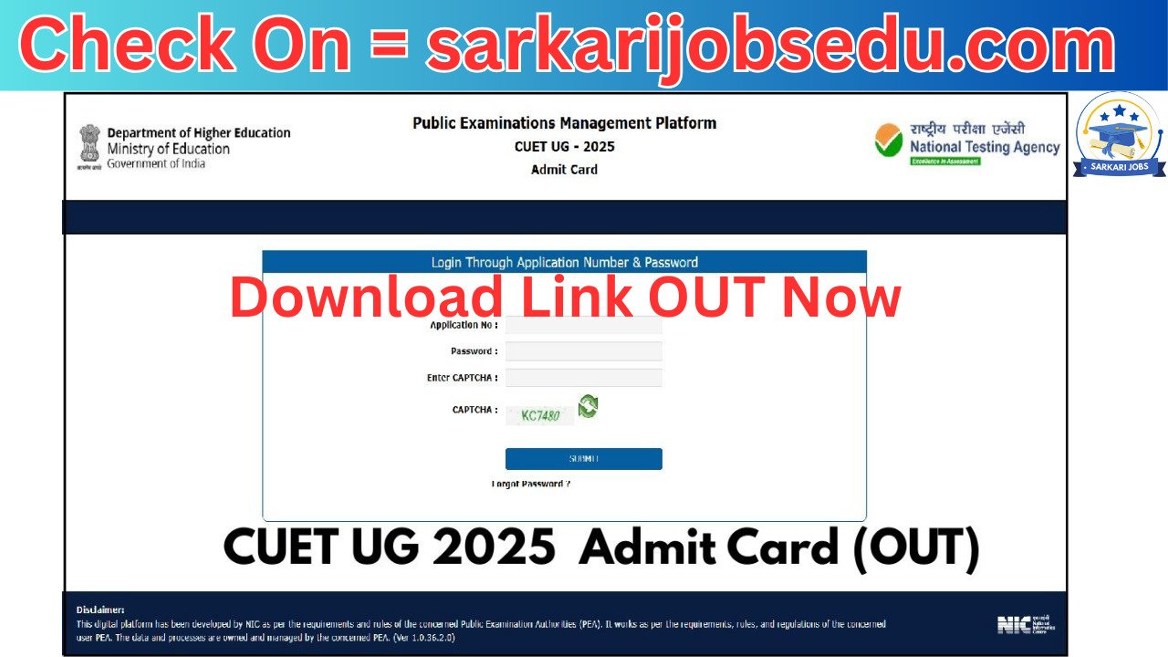 CUET 2025 Admit Card Released for May 26-June 3 Examination @cuet.nta.nic.in