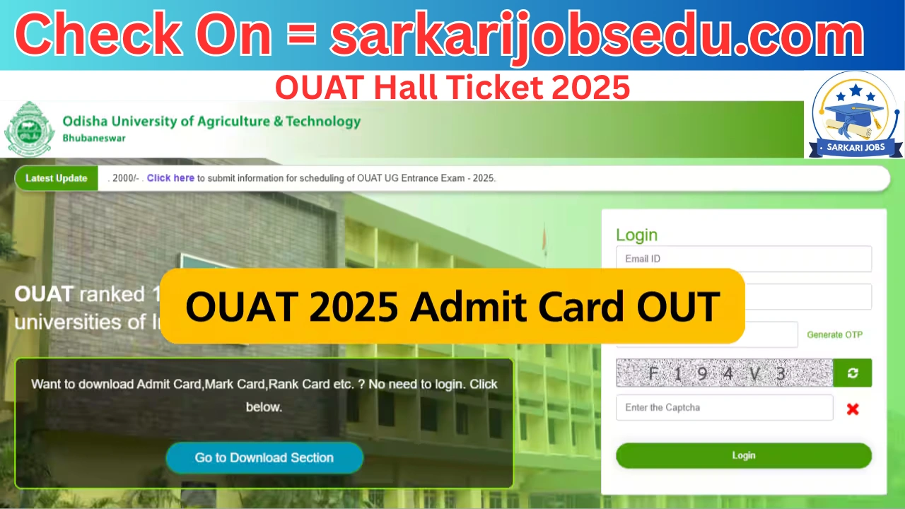 OUAT Hall Ticket 2025: Check Login Credentials & Steps to Download Hall Ticket @ ouat.nic.in