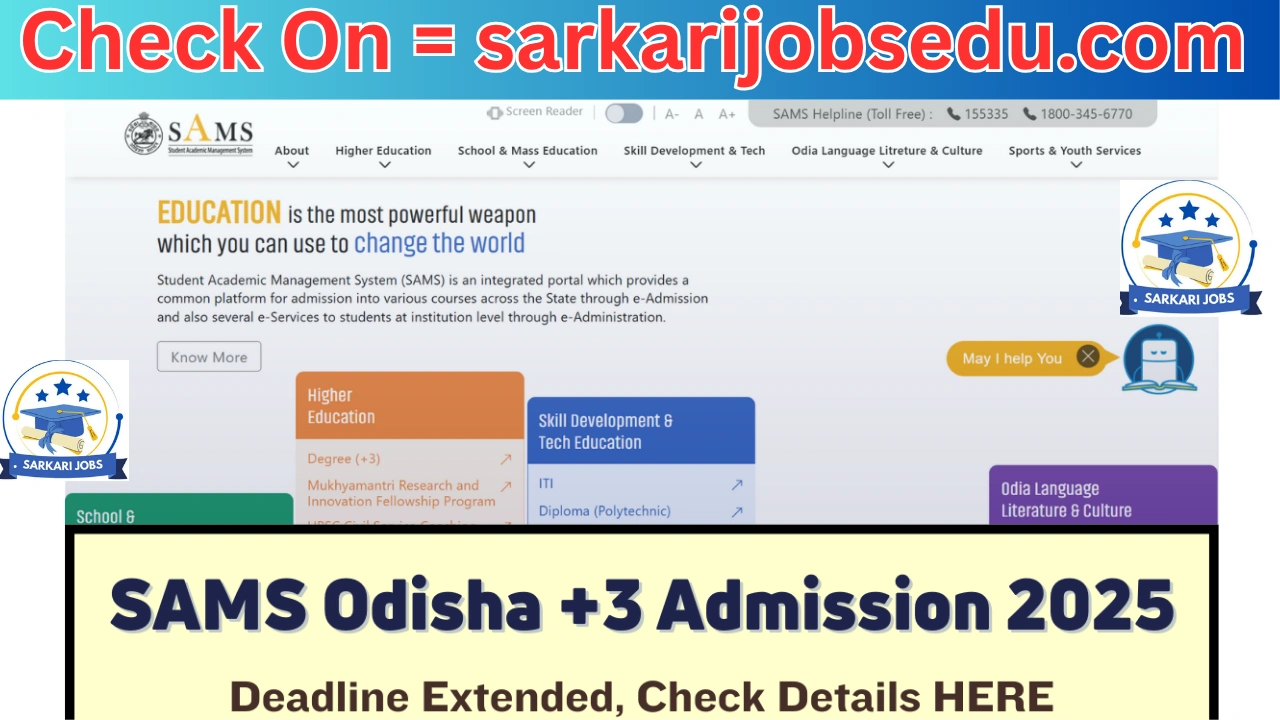 SAMS Odisha +3 Second Selection Merit List 2025 (Today): Direct Link, Instructions